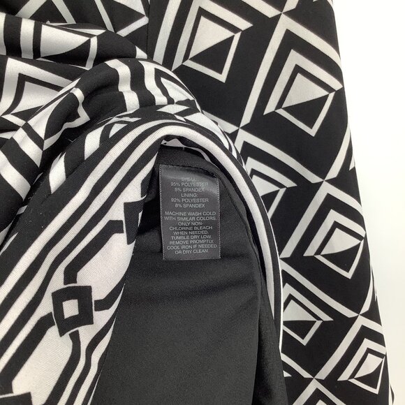 WHITE HOUSE BLACK MARKET Women's Black & White M Geometric 3/4 Sleeve Dress - Picture 6 of 7